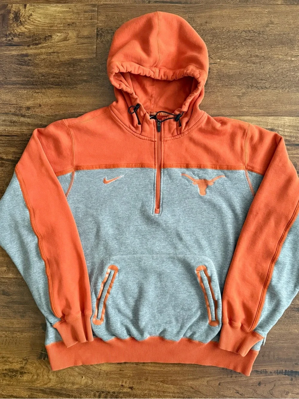 Nike Orange Half-Zip Hoodie with Black Zipper Accents